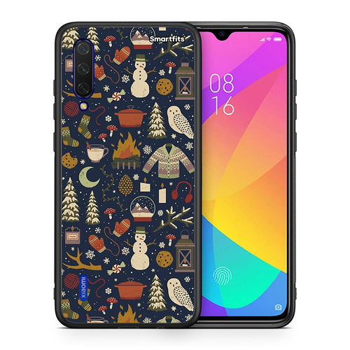 Θήκη Xiaomi Mi 9 Lite Christmas Elements από τη Smartfits με σχέδιο στο πίσω μέρος και μαύρο περίβλημα | Xiaomi Mi 9 Lite Christmas Elements case with colorful back and black bezels