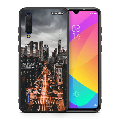 Θήκη Xiaomi Mi 9 Lite City Lights από τη Smartfits με σχέδιο στο πίσω μέρος και μαύρο περίβλημα | Xiaomi Mi 9 Lite City Lights case with colorful back and black bezels
