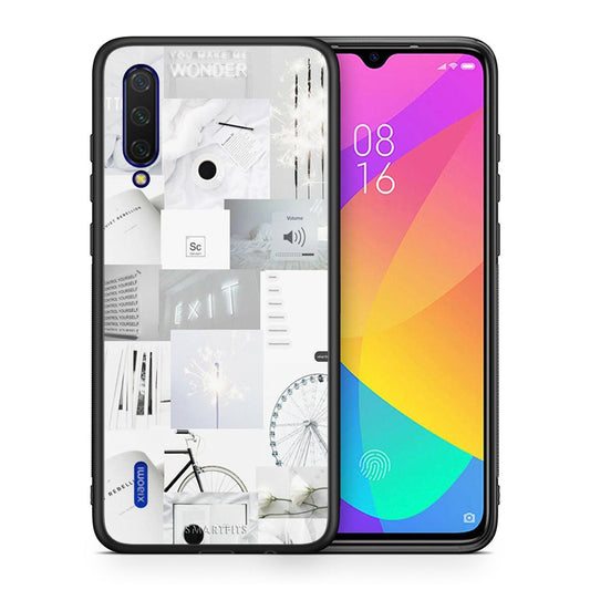Θήκη Αγίου Βαλεντίνου Xiaomi Mi 9 Lite Collage Make Me Wonder από τη Smartfits με σχέδιο στο πίσω μέρος και μαύρο περίβλημα | Xiaomi Mi 9 Lite Collage Make Me Wonder case with colorful back and black bezels