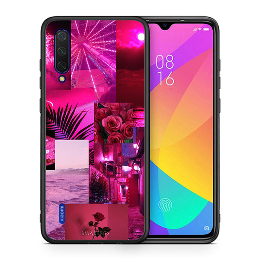 Θήκη Αγίου Βαλεντίνου Xiaomi Mi 9 Lite Collage Red Roses από τη Smartfits με σχέδιο στο πίσω μέρος και μαύρο περίβλημα | Xiaomi Mi 9 Lite Collage Red Roses case with colorful back and black bezels