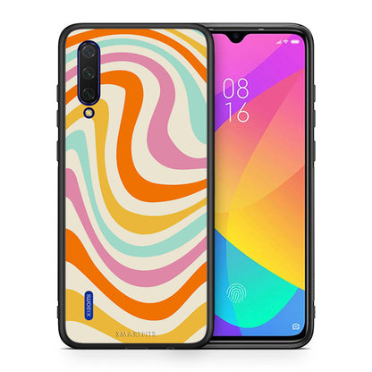 Θήκη Xiaomi Mi 9 Lite Colourful Waves από τη Smartfits με σχέδιο στο πίσω μέρος και μαύρο περίβλημα | Xiaomi Mi 9 Lite Colourful Waves case with colorful back and black bezels