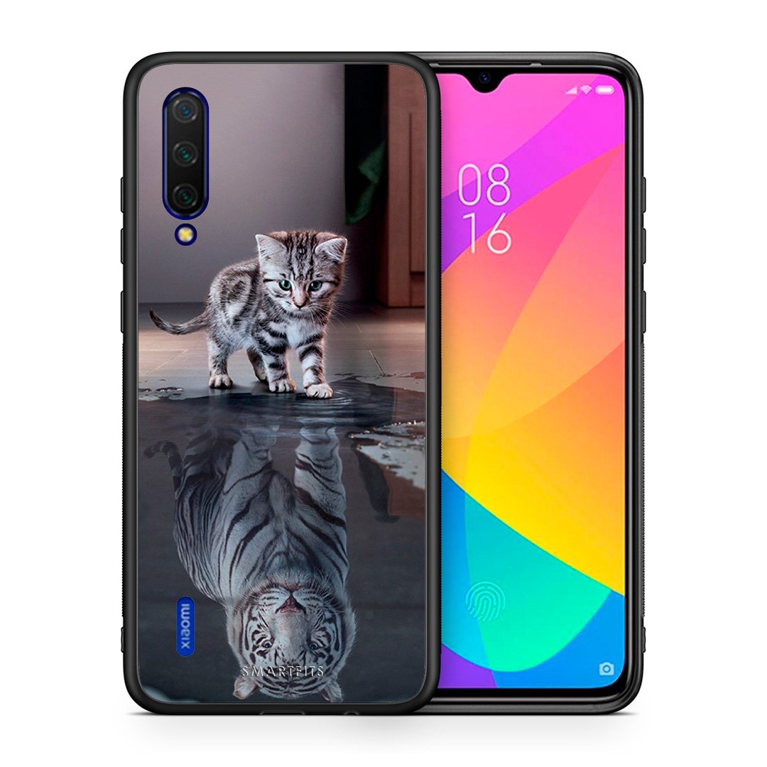 Θήκη Xiaomi Mi 9 Lite Tiger Cute από τη Smartfits με σχέδιο στο πίσω μέρος και μαύρο περίβλημα | Xiaomi Mi 9 Lite Tiger Cute case with colorful back and black bezels
