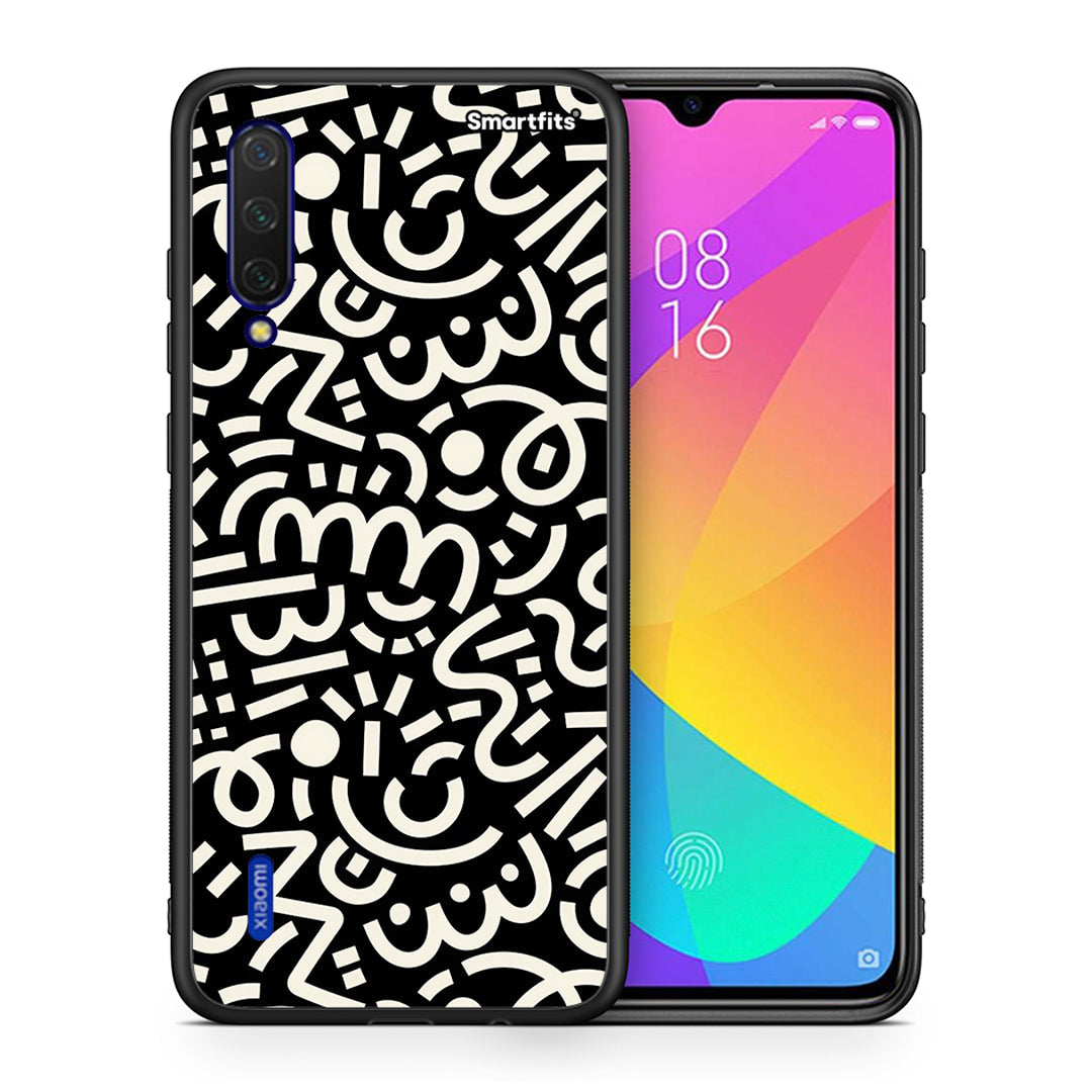 Θήκη Xiaomi Mi 9 Lite Doodle Art από τη Smartfits με σχέδιο στο πίσω μέρος και μαύρο περίβλημα | Xiaomi Mi 9 Lite Doodle Art case with colorful back and black bezels