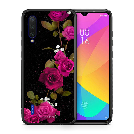 Θήκη Xiaomi Mi 9 Lite Red Roses Flower από τη Smartfits με σχέδιο στο πίσω μέρος και μαύρο περίβλημα | Xiaomi Mi 9 Lite Red Roses Flower case with colorful back and black bezels