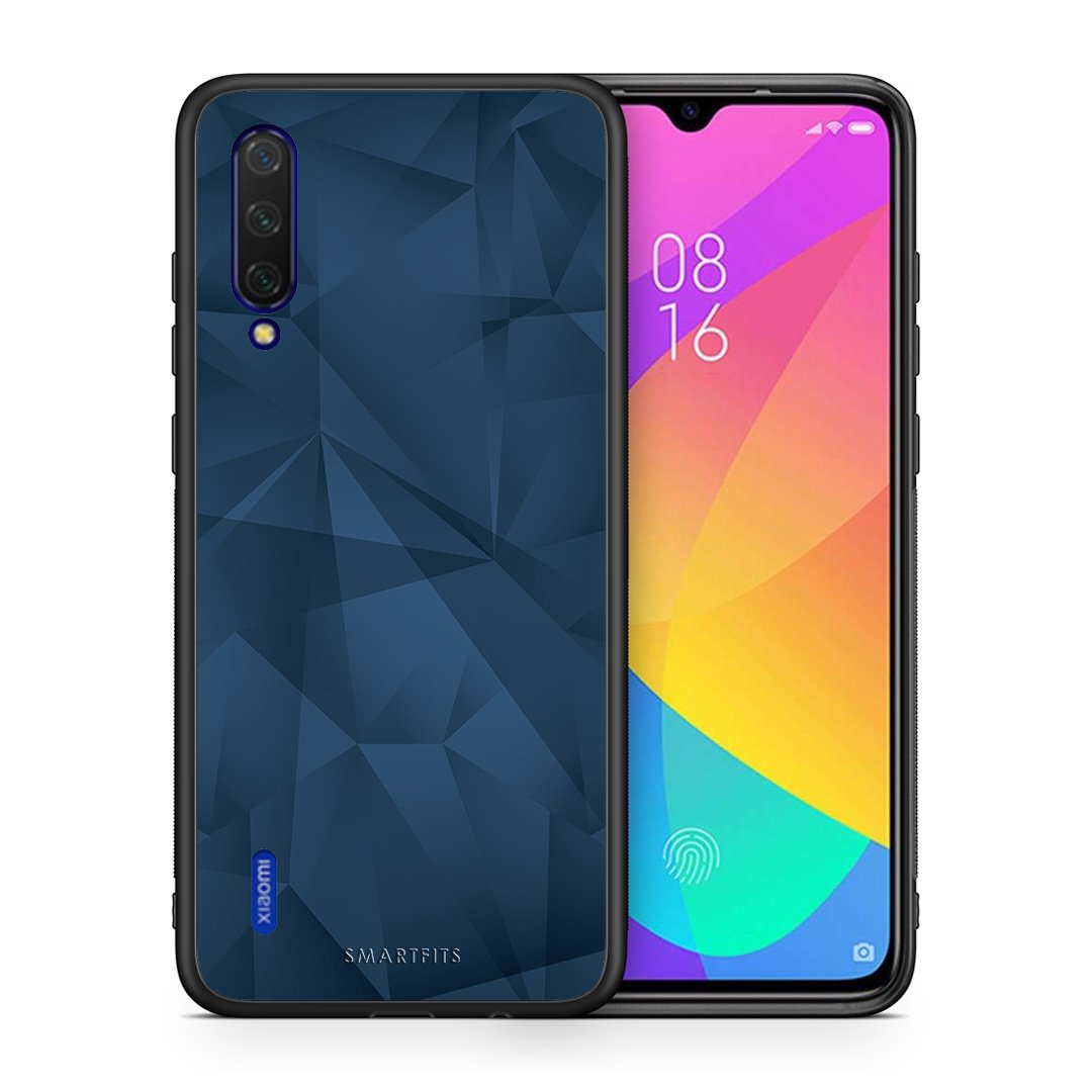 Θήκη Xiaomi Mi 9 Lite Blue Abstract Geometric από τη Smartfits με σχέδιο στο πίσω μέρος και μαύρο περίβλημα | Xiaomi Mi 9 Lite Blue Abstract Geometric case with colorful back and black bezels