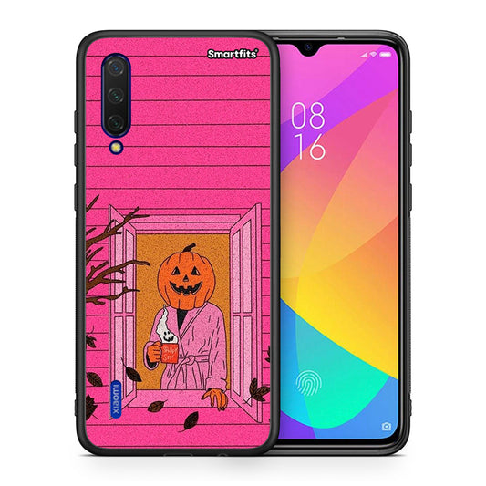 Θήκη Xiaomi Mi 9 Lite Halloween Pumpkin Lady από τη Smartfits με σχέδιο στο πίσω μέρος και μαύρο περίβλημα | Xiaomi Mi 9 Lite Halloween Pumpkin Lady case with colorful back and black bezels