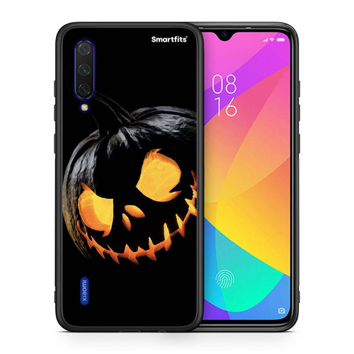 Θήκη Xiaomi Mi 9 Lite Halloween Scary Pumpkin από τη Smartfits με σχέδιο στο πίσω μέρος και μαύρο περίβλημα | Xiaomi Mi 9 Lite Halloween Scary Pumpkin case with colorful back and black bezels
