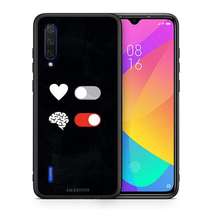 Θήκη Αγίου Βαλεντίνου Xiaomi Mi 9 Lite Heart Vs Brain από τη Smartfits με σχέδιο στο πίσω μέρος και μαύρο περίβλημα | Xiaomi Mi 9 Lite Heart Vs Brain case with colorful back and black bezels