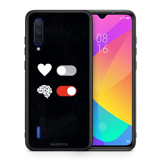 Θήκη Αγίου Βαλεντίνου Xiaomi Mi 9 Lite Heart Vs Brain από τη Smartfits με σχέδιο στο πίσω μέρος και μαύρο περίβλημα | Xiaomi Mi 9 Lite Heart Vs Brain case with colorful back and black bezels