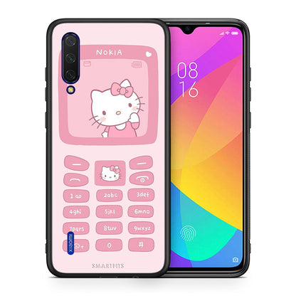 Θήκη Αγίου Βαλεντίνου Xiaomi Mi 9 Lite Hello Kitten από τη Smartfits με σχέδιο στο πίσω μέρος και μαύρο περίβλημα | Xiaomi Mi 9 Lite Hello Kitten case with colorful back and black bezels