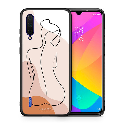 Θήκη Xiaomi Mi 9 Lite LineArt Woman από τη Smartfits με σχέδιο στο πίσω μέρος και μαύρο περίβλημα | Xiaomi Mi 9 Lite LineArt Woman case with colorful back and black bezels