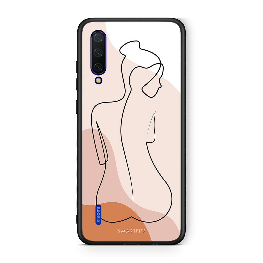 Xiaomi Mi 9 Lite LineArt Woman θήκη από τη Smartfits με σχέδιο στο πίσω μέρος και μαύρο περίβλημα | Smartphone case with colorful back and black bezels by Smartfits