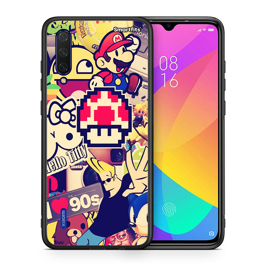 Θήκη Xiaomi Mi 9 Lite Love The 90s από τη Smartfits με σχέδιο στο πίσω μέρος και μαύρο περίβλημα | Xiaomi Mi 9 Lite Love The 90s case with colorful back and black bezels