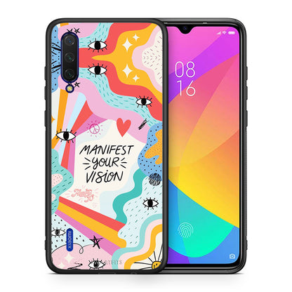 Θήκη Xiaomi Mi 9 Lite Manifest Your Vision από τη Smartfits με σχέδιο στο πίσω μέρος και μαύρο περίβλημα | Xiaomi Mi 9 Lite Manifest Your Vision case with colorful back and black bezels