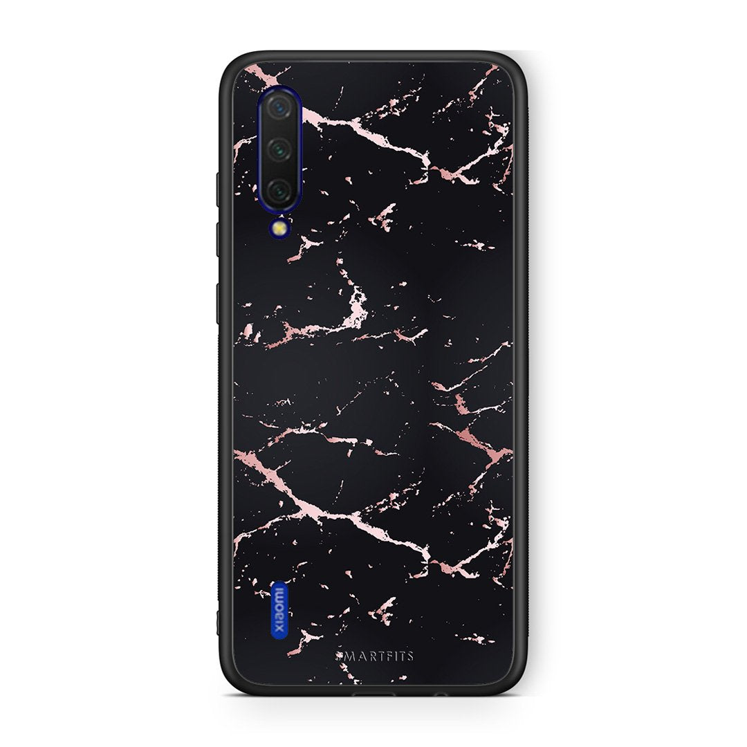 4 - Xiaomi Mi 9 Lite  Black Rosegold Marble case, cover, bumper