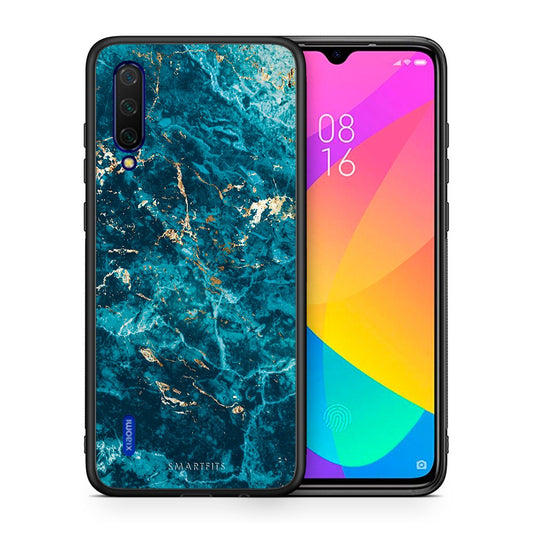 Θήκη Xiaomi Mi 9 Lite Marble Blue από τη Smartfits με σχέδιο στο πίσω μέρος και μαύρο περίβλημα | Xiaomi Mi 9 Lite Marble Blue case with colorful back and black bezels