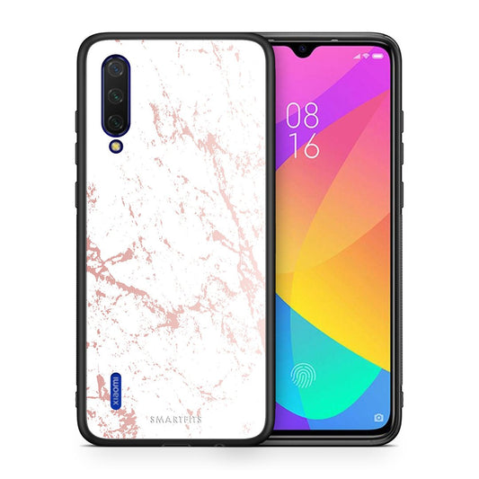 Θήκη Xiaomi Mi 9 Lite Pink Splash Marble από τη Smartfits με σχέδιο στο πίσω μέρος και μαύρο περίβλημα | Xiaomi Mi 9 Lite Pink Splash Marble case with colorful back and black bezels