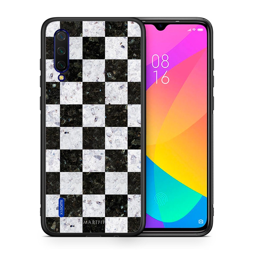 Θήκη Xiaomi Mi 9 Lite Square Geometric Marble από τη Smartfits με σχέδιο στο πίσω μέρος και μαύρο περίβλημα | Xiaomi Mi 9 Lite Square Geometric Marble case with colorful back and black bezels