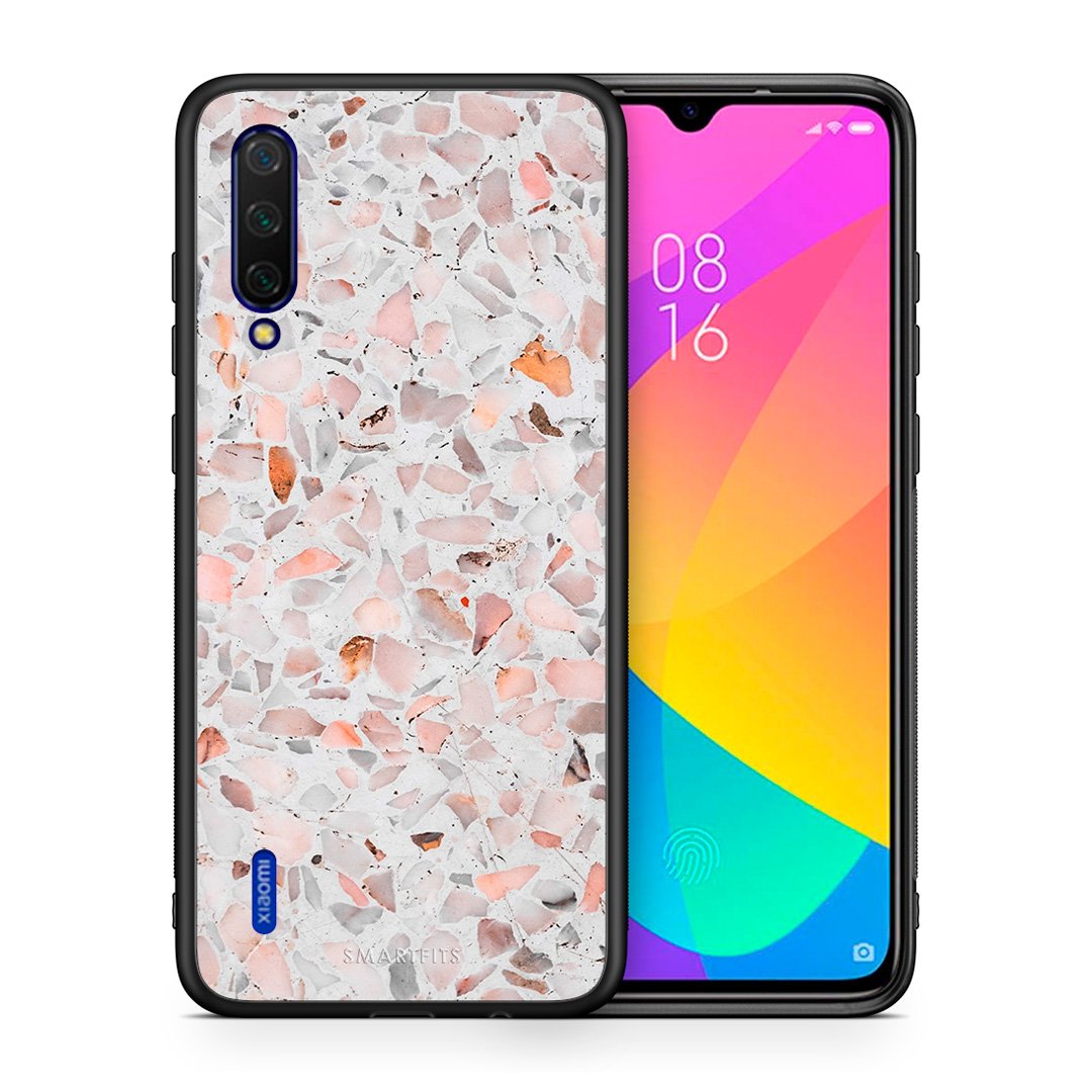 Θήκη Xiaomi Mi 9 Lite Marble Terrazzo από τη Smartfits με σχέδιο στο πίσω μέρος και μαύρο περίβλημα | Xiaomi Mi 9 Lite Marble Terrazzo case with colorful back and black bezels