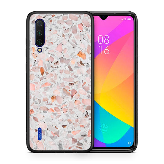 Θήκη Xiaomi Mi 9 Lite Marble Terrazzo από τη Smartfits με σχέδιο στο πίσω μέρος και μαύρο περίβλημα | Xiaomi Mi 9 Lite Marble Terrazzo case with colorful back and black bezels
