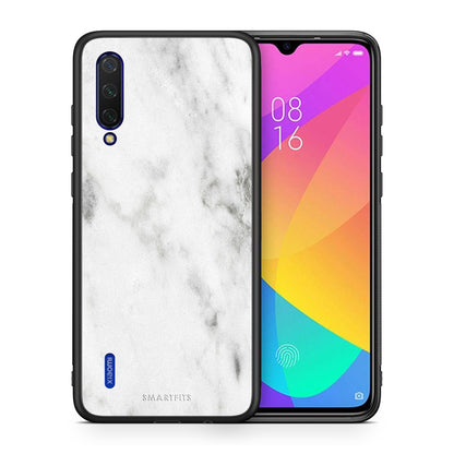 Θήκη Xiaomi Mi 9 Lite White Marble από τη Smartfits με σχέδιο στο πίσω μέρος και μαύρο περίβλημα | Xiaomi Mi 9 Lite White Marble case with colorful back and black bezels