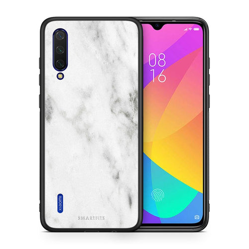 Θήκη Xiaomi Mi 9 Lite White Marble από τη Smartfits με σχέδιο στο πίσω μέρος και μαύρο περίβλημα | Xiaomi Mi 9 Lite White Marble case with colorful back and black bezels