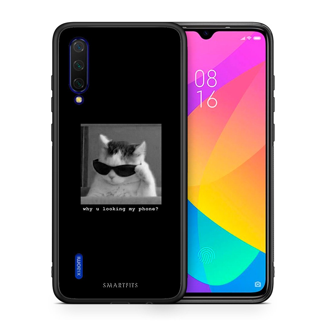 Θήκη Xiaomi Mi 9 Lite Meme Cat από τη Smartfits με σχέδιο στο πίσω μέρος και μαύρο περίβλημα | Xiaomi Mi 9 Lite Meme Cat case with colorful back and black bezels