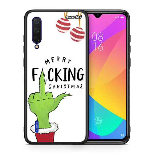 Θήκη Xiaomi Mi 9 Lite Merry F Xmas από τη Smartfits με σχέδιο στο πίσω μέρος και μαύρο περίβλημα | Xiaomi Mi 9 Lite Merry F Xmas case with colorful back and black bezels