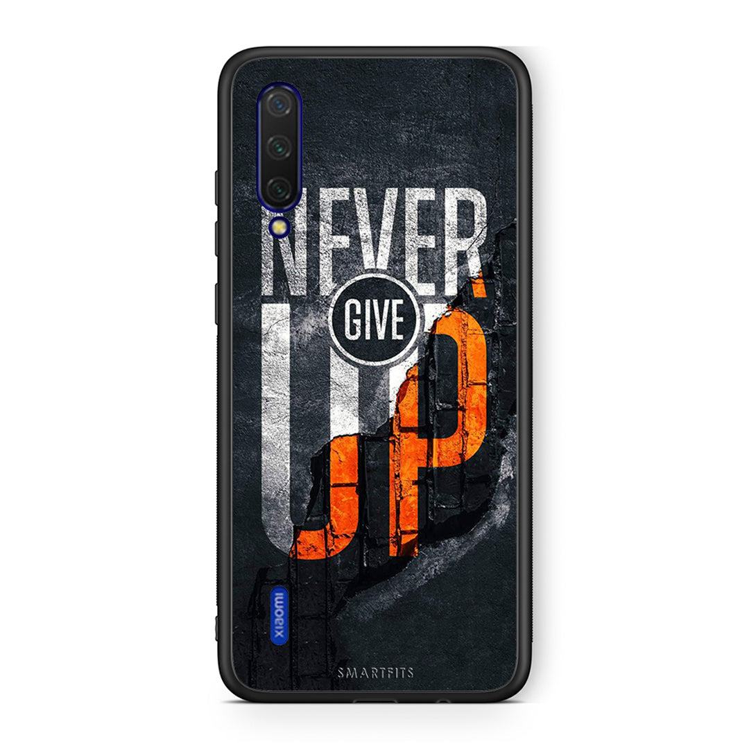 Xiaomi Mi 9 Lite Never Give Up Θήκη Αγίου Βαλεντίνου από τη Smartfits με σχέδιο στο πίσω μέρος και μαύρο περίβλημα | Smartphone case with colorful back and black bezels by Smartfits