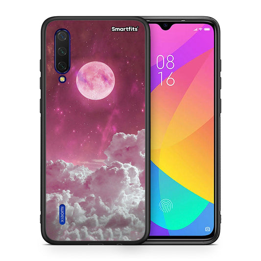 Θήκη Xiaomi Mi 9 Lite Pink Moon από τη Smartfits με σχέδιο στο πίσω μέρος και μαύρο περίβλημα | Xiaomi Mi 9 Lite Pink Moon case with colorful back and black bezels
