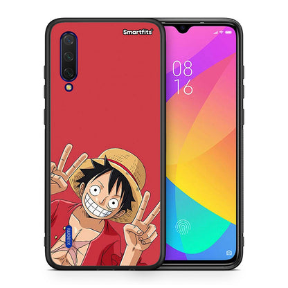 Θήκη Xiaomi Mi 9 Lite Pirate Luffy από τη Smartfits με σχέδιο στο πίσω μέρος και μαύρο περίβλημα | Xiaomi Mi 9 Lite Pirate Luffy case with colorful back and black bezels