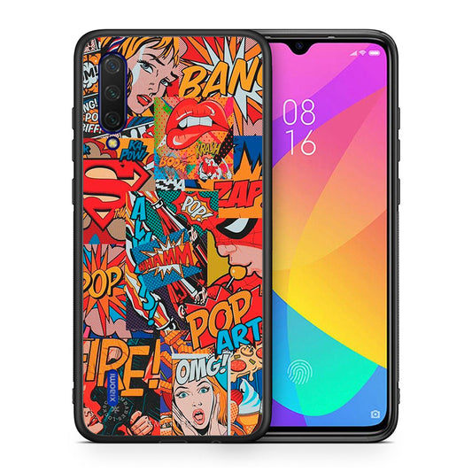 Θήκη Xiaomi Mi 9 Lite PopArt OMG από τη Smartfits με σχέδιο στο πίσω μέρος και μαύρο περίβλημα | Xiaomi Mi 9 Lite PopArt OMG case with colorful back and black bezels