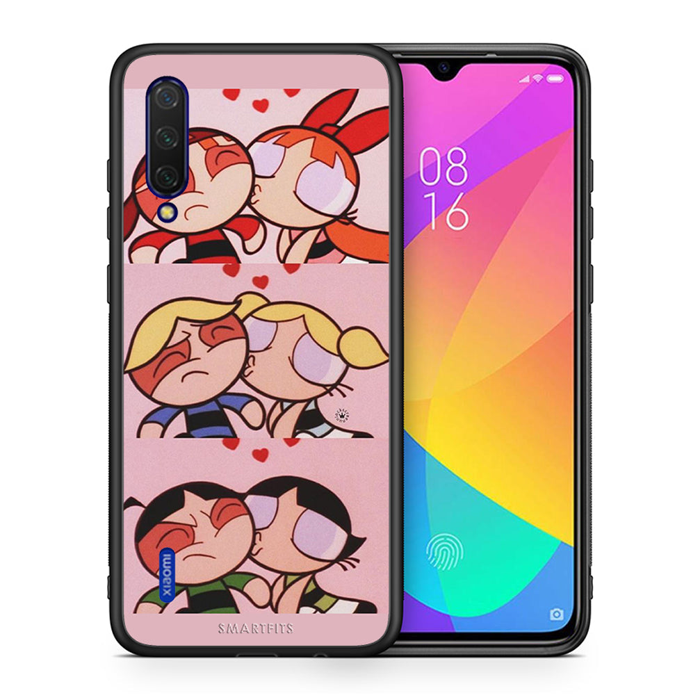 Θήκη Αγίου Βαλεντίνου Xiaomi Mi 9 Lite Puff Love από τη Smartfits με σχέδιο στο πίσω μέρος και μαύρο περίβλημα | Xiaomi Mi 9 Lite Puff Love case with colorful back and black bezels