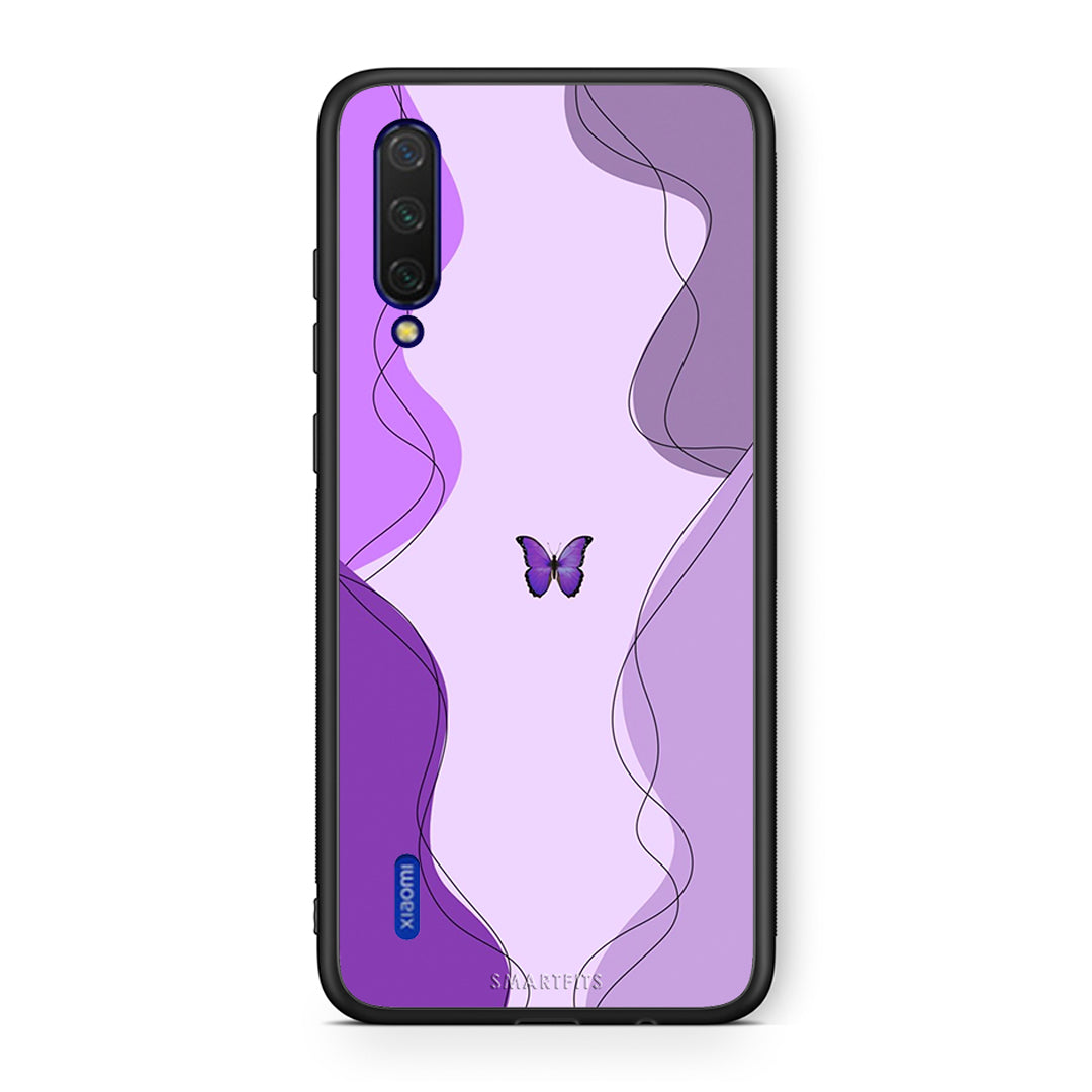 Xiaomi Mi 9 Lite Purple Mariposa Θήκη Αγίου Βαλεντίνου από τη Smartfits με σχέδιο στο πίσω μέρος και μαύρο περίβλημα | Smartphone case with colorful back and black bezels by Smartfits