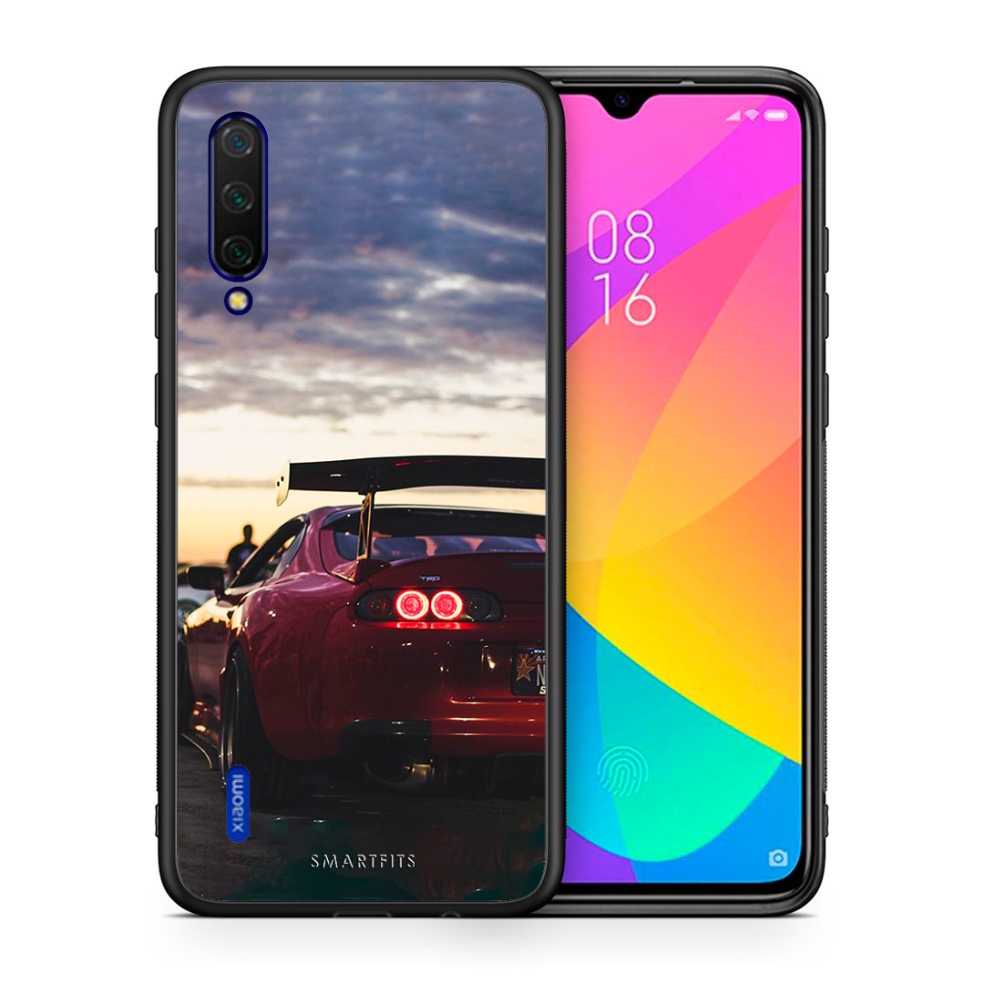 Θήκη Xiaomi Mi 9 Lite Racing Supra από τη Smartfits με σχέδιο στο πίσω μέρος και μαύρο περίβλημα | Xiaomi Mi 9 Lite Racing Supra case with colorful back and black bezels