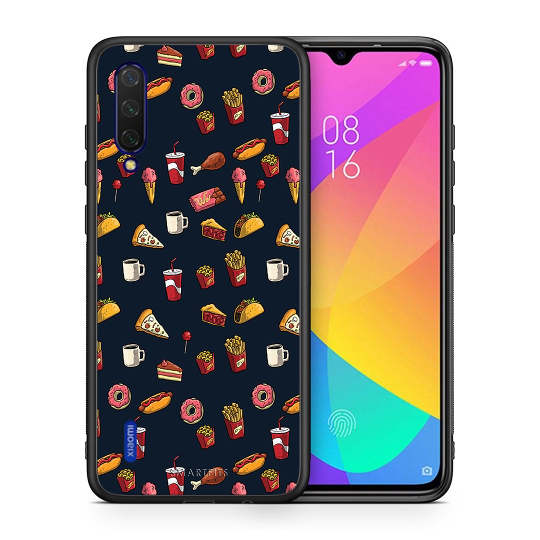 Θήκη Xiaomi Mi 9 Lite Hungry Random από τη Smartfits με σχέδιο στο πίσω μέρος και μαύρο περίβλημα | Xiaomi Mi 9 Lite Hungry Random case with colorful back and black bezels