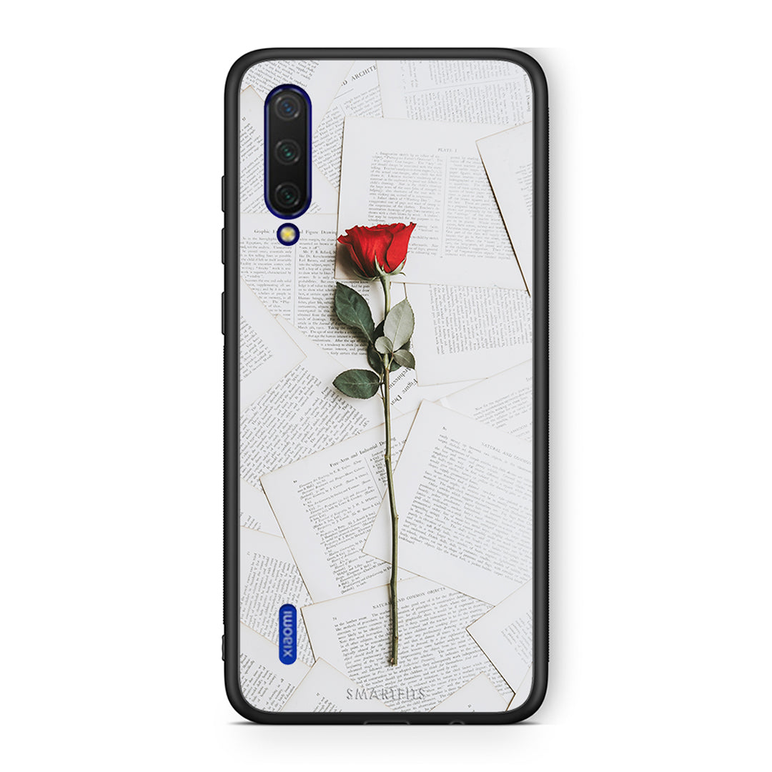 Xiaomi Mi 9 Lite Red Rose θήκη από τη Smartfits με σχέδιο στο πίσω μέρος και μαύρο περίβλημα | Smartphone case with colorful back and black bezels by Smartfits