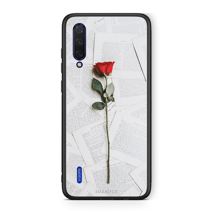 Xiaomi Mi 9 Lite Red Rose θήκη από τη Smartfits με σχέδιο στο πίσω μέρος και μαύρο περίβλημα | Smartphone case with colorful back and black bezels by Smartfits