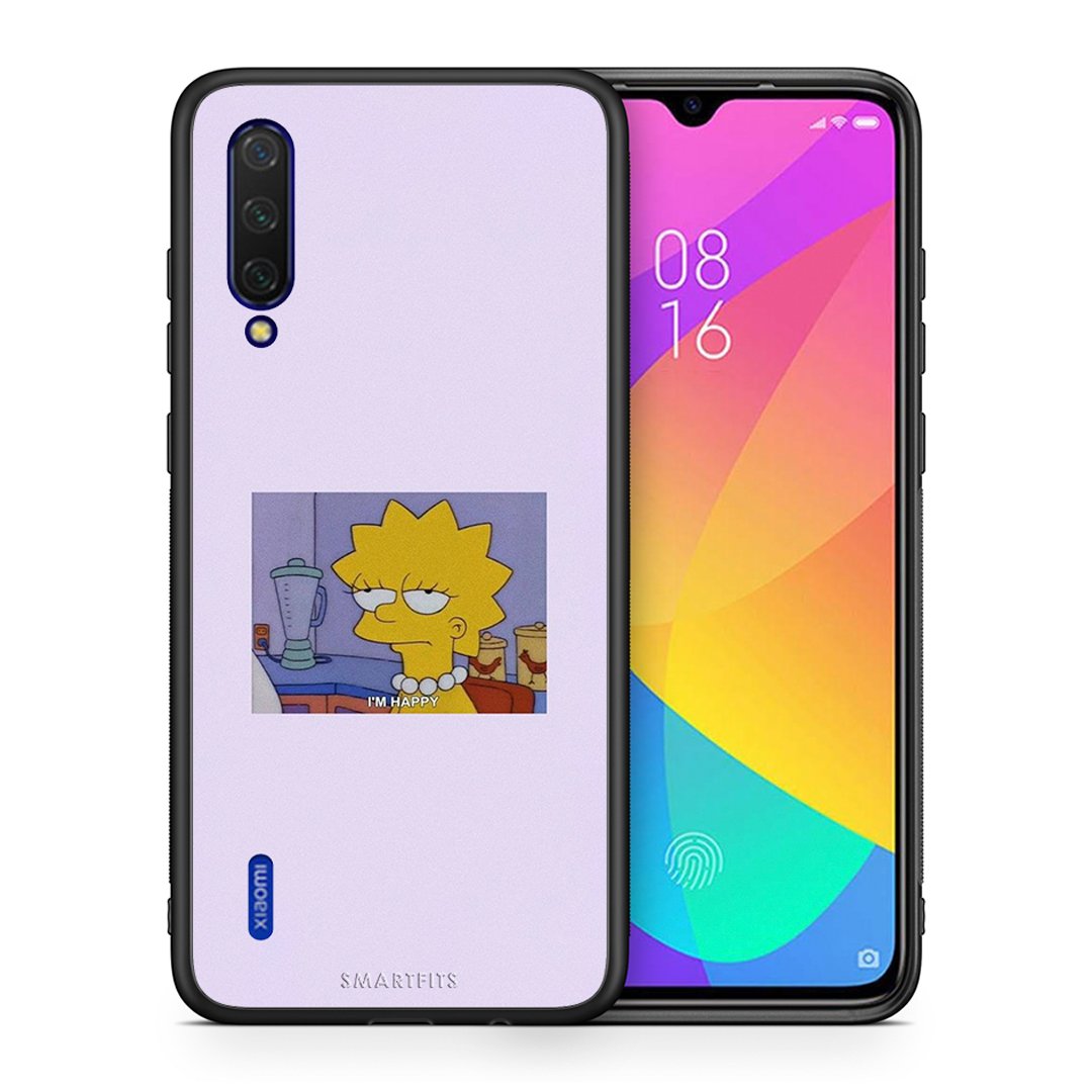 Θήκη Xiaomi Mi 9 Lite So Happy από τη Smartfits με σχέδιο στο πίσω μέρος και μαύρο περίβλημα | Xiaomi Mi 9 Lite So Happy case with colorful back and black bezels
