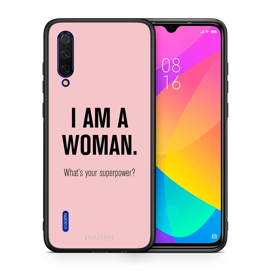 Θήκη Xiaomi Mi 9 Lite Superpower Woman από τη Smartfits με σχέδιο στο πίσω μέρος και μαύρο περίβλημα | Xiaomi Mi 9 Lite Superpower Woman case with colorful back and black bezels