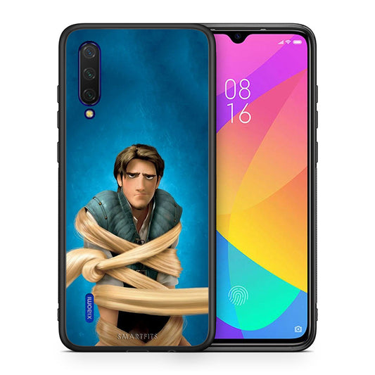 Θήκη Αγίου Βαλεντίνου Xiaomi Mi 9 Lite Tangled 1 από τη Smartfits με σχέδιο στο πίσω μέρος και μαύρο περίβλημα | Xiaomi Mi 9 Lite Tangled 1 case with colorful back and black bezels