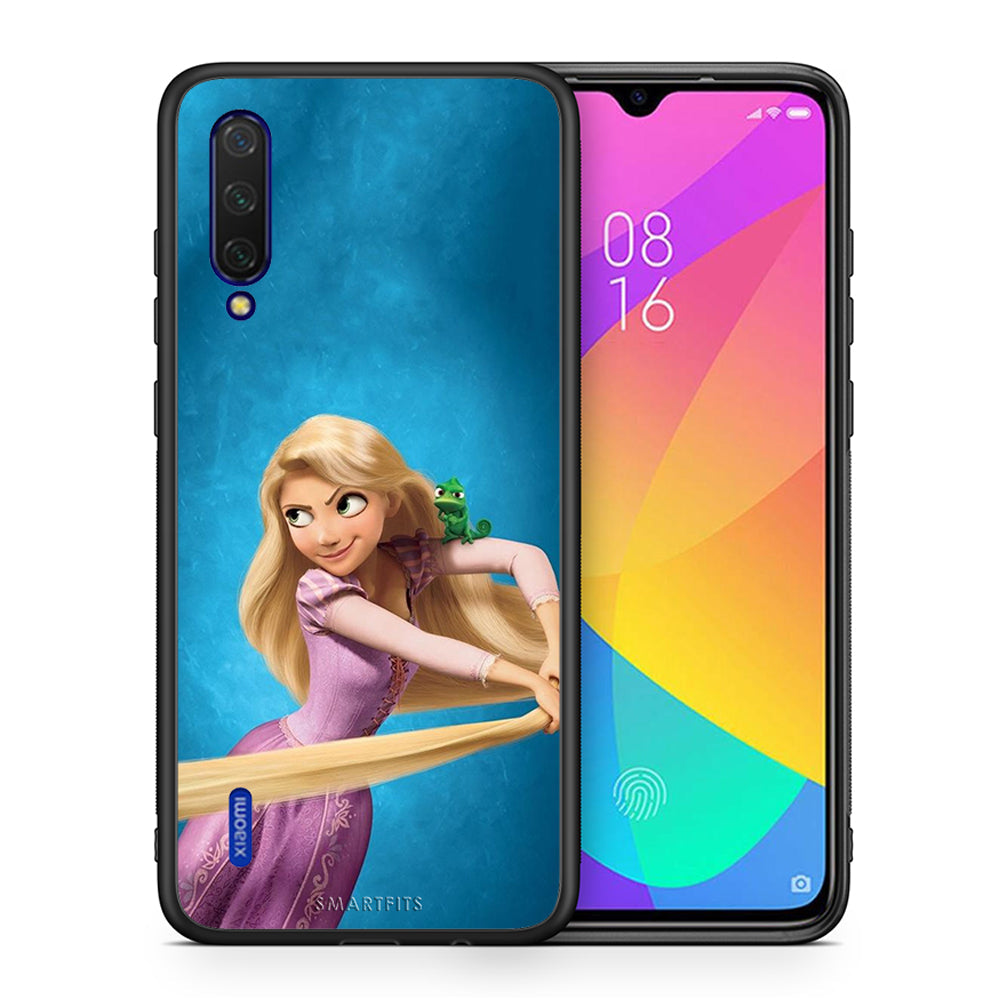 Θήκη Αγίου Βαλεντίνου Xiaomi Mi 9 Lite Tangled 2 από τη Smartfits με σχέδιο στο πίσω μέρος και μαύρο περίβλημα | Xiaomi Mi 9 Lite Tangled 2 case with colorful back and black bezels