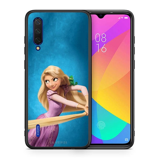 Θήκη Αγίου Βαλεντίνου Xiaomi Mi 9 Lite Tangled 2 από τη Smartfits με σχέδιο στο πίσω μέρος και μαύρο περίβλημα | Xiaomi Mi 9 Lite Tangled 2 case with colorful back and black bezels