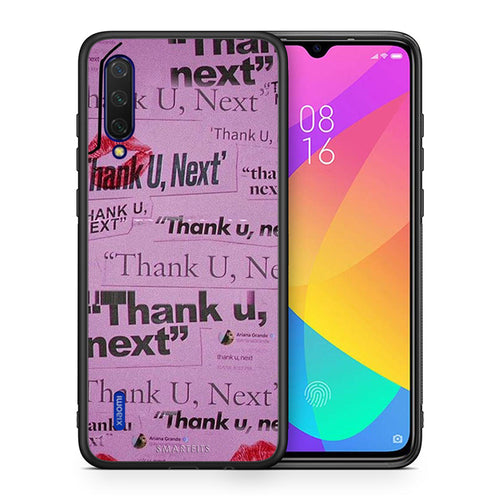 Θήκη Αγίου Βαλεντίνου Xiaomi Mi 9 Lite Thank You Next από τη Smartfits με σχέδιο στο πίσω μέρος και μαύρο περίβλημα | Xiaomi Mi 9 Lite Thank You Next case with colorful back and black bezels
