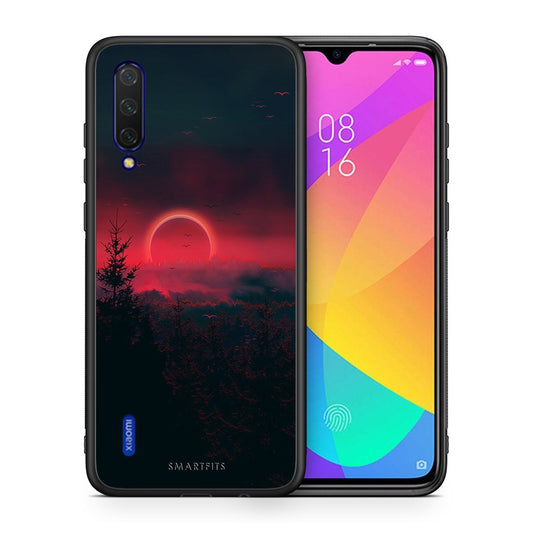 Θήκη Xiaomi Mi 9 Lite Sunset Tropic από τη Smartfits με σχέδιο στο πίσω μέρος και μαύρο περίβλημα | Xiaomi Mi 9 Lite Sunset Tropic case with colorful back and black bezels