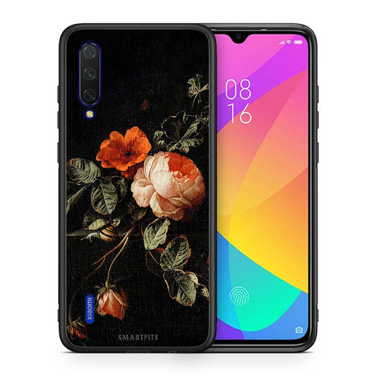 Θήκη Xiaomi Mi 9 Lite Vintage Roses από τη Smartfits με σχέδιο στο πίσω μέρος και μαύρο περίβλημα | Xiaomi Mi 9 Lite Vintage Roses case with colorful back and black bezels