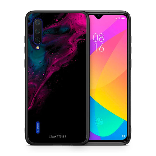Θήκη Xiaomi Mi 9 Lite Pink Black Watercolor από τη Smartfits με σχέδιο στο πίσω μέρος και μαύρο περίβλημα | Xiaomi Mi 9 Lite Pink Black Watercolor case with colorful back and black bezels