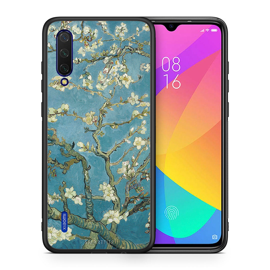 Θήκη Xiaomi Mi 9 Lite White Blossoms από τη Smartfits με σχέδιο στο πίσω μέρος και μαύρο περίβλημα | Xiaomi Mi 9 Lite White Blossoms case with colorful back and black bezels