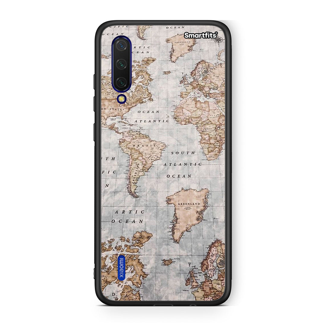 Xiaomi Mi 9 Lite World Map Θήκη από τη Smartfits με σχέδιο στο πίσω μέρος και μαύρο περίβλημα | Smartphone case with colorful back and black bezels by Smartfits