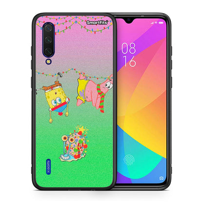 Θήκη Xiaomi Mi 9 Lite Xmas Lights από τη Smartfits με σχέδιο στο πίσω μέρος και μαύρο περίβλημα | Xiaomi Mi 9 Lite Xmas Lights case with colorful back and black bezels